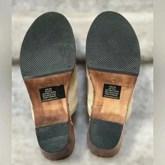 Vintage Y2K Candies Wooden Boho Suede Platform Clogs | Tan | Women’s Size 9 - Picture 9 of 9